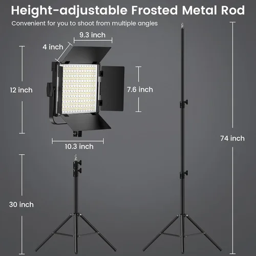 Vista 8 de Kit de Iluminación RGB para Fotografía, Luces LED Profesionales de Estudio de 50W Bi-Color, Luces Foto Dimmables de 2300k~8500k para Fotografía