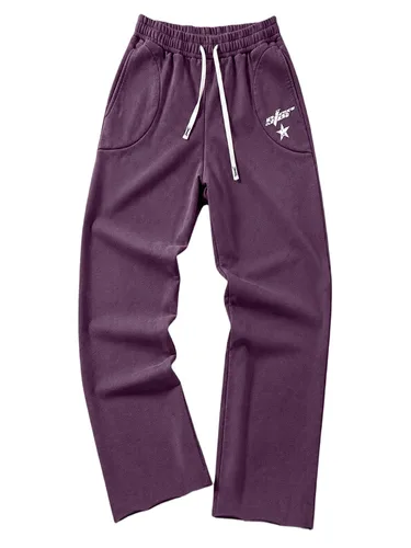 Vista 21 de SOLY HUX Pantalones deportivos holgados Y2k con cordón para hombre Gris oscuro