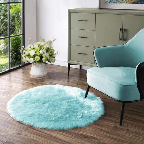Vista 35 de Latepis - Alfombra rectangular de piel sintética tipo lana de oveja suave y esponjosa de estilo bohemio para sala de estar, dormitorio y residencias
