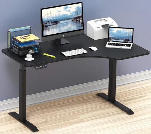 Vista 2 de SHW escritorio eléctrico ajustable para computadora, grande, de 55 pulgadas