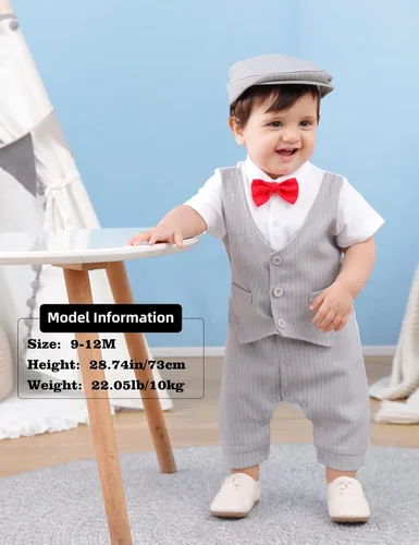 Vista 2 de A&J DESIGN Traje de esmoquin para caballero para bebé y niño con pajarita