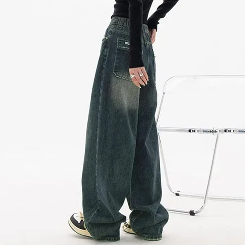 Vista 2 de Pantalones de mezclilla holgados para mujer, estilo Y2K, High Street Boyfriend, pantalones vintage de tiro bajo, ropa estética, ropa