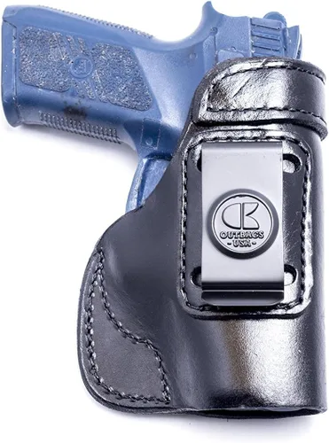 Vista 2 de OUTBAGS USA LS2 Full Grain Heavy Leather IWB Holster for CZ-USA CS75 P-07 9mm - Concealed Carry Gun Holster Handcrafted in USA