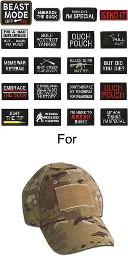 Vista 5 de WZT - Set de 20 parches divertidos de diseño bordado estilo táctico militar; para gorras, bolsos, mochilas, ropa, chalecos, uniformes militares