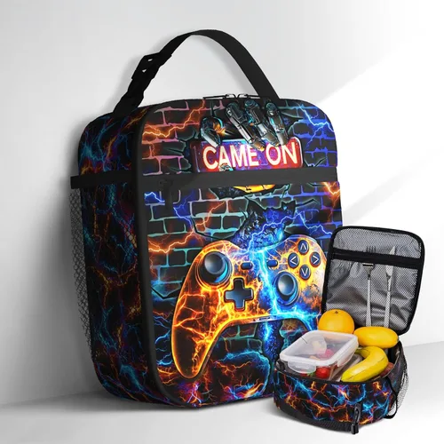 Vista 12 de Lonchera de béisbol con temática deportiva para niños, niñas, adolescentes, bolsa de almuerzo de béisbol aislada para niños, bolsa de almuerzo