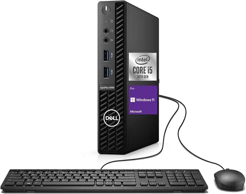 Vista 7 de Dell OptiPlex 3080 Micro PC Intel Core i5-10500T 8 GB de RAM SSD de 256 GB Windows 11 Pro Wi-Fi+ BT Mini computadora de escritorio