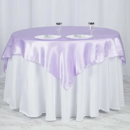 Vista 57 de Efavormart Paquete de 5 Sobremanteles Cuadrados de Satén de 60" para Decoraciones de Mesa de Bodas, Catering y Fiestas, Cubierta de Mantel Negro