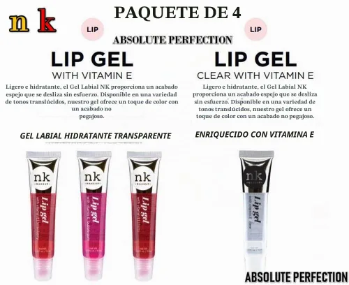 Vista 7 de Paquete de 4 Gel Labial Nicka K (TRANSPARENTE, FRESA, CEREZA, CHICLE)