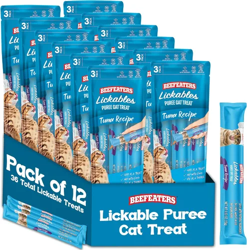 Vista 10 de Beefeaters Chicken Pure Cat Treats 1.59oz (paquete de 12) Golosinas de tubo para apretar para lamer, sin granos, sin azúcar añadida, pollo real