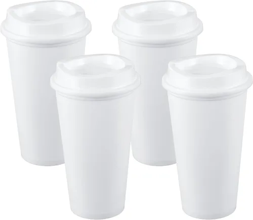 Vista 21 de uxcell 2 tazas reutilizables para café, 16 onzas, café de viaje, color azul Azul claro