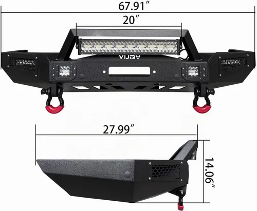 Vista 5 de Parachoques delantero con textura negra compatible con Ford Ranger 1993-1997 (no es compatible con modelos XLT)