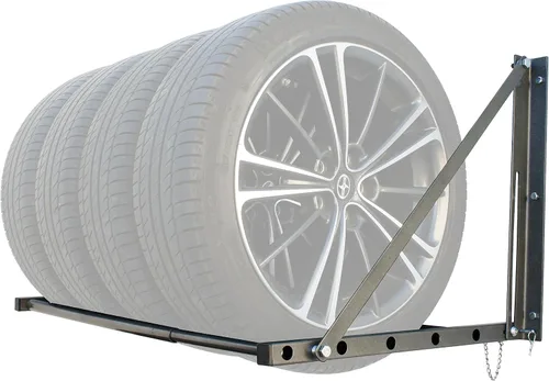 Vista 4 de MaxxHaul 70489, 300 libras Estante para neumáticos con montaje de pared, con capacidad plegable y ajustable