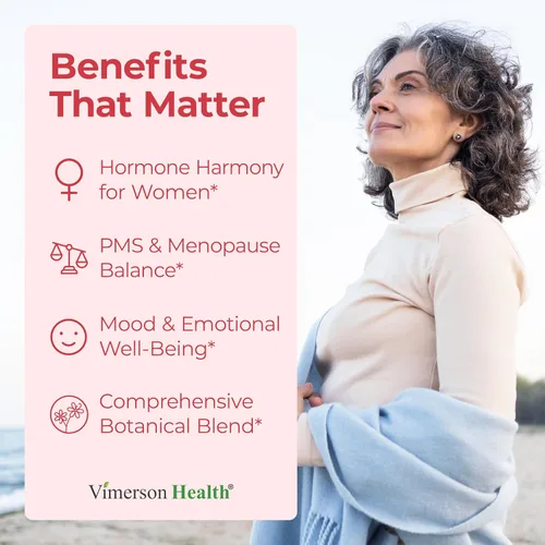 Vista 2 de Harmonía hormonal para mujeres con cohosh negro, Dong Quai y trébol rojo - Equilibrio hormonal natural para mujeres de todas las edades - Apoya