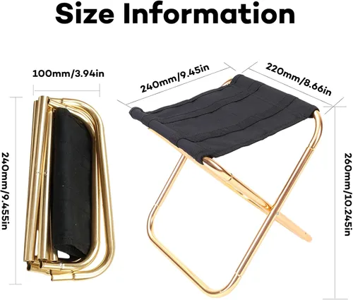 Vista 2 de Taburete plegable portátil para adultos, silla de camping plegable con bolsa de transporte, asiento ligero para exteriores, ofrece seguridad