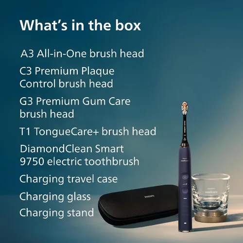 Vista 9 de Philips Sonicare DiamondClean Smart 9750 Cepillo de dientes eléctrico, cepillo de dientes sónico con aplicación, sensor de presión, detección