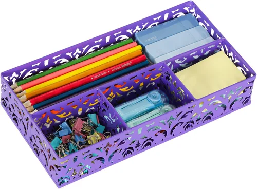 Vista 8 de EasyPAG - organizador de cajón de colección, labrado con patrón de flores, Negro