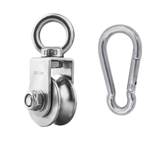 Vista 8 de Rueda de Polea de Acero Inoxidable con Rodamiento Dúplex Supersilencioso, Sistema de Polea Desmontable de Rotación de 360 Grados para Gimnasio