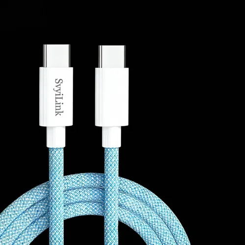 Vista 6 de Cable USB PD cargador rápido iluminado (USB 3 en 1 azul), cable de datos de teléfono, cable de carga de luz fluida, 39 pulgadas, material TPE