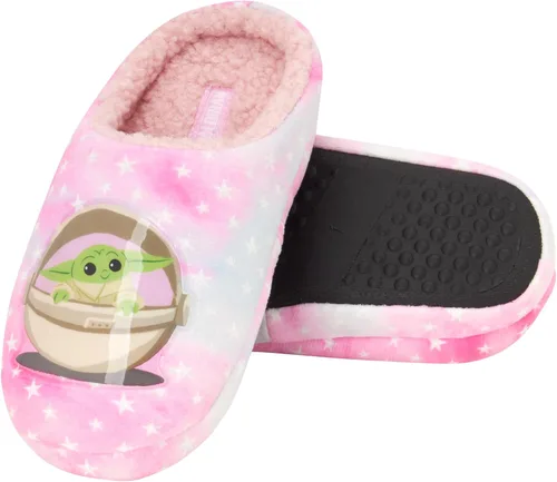 Vista 2 de Disney Pantuflas de Star Wars para niña Mandalorian Baby Yoda - Pantuflas mullidas, suela antideslizante (niña 11-5)