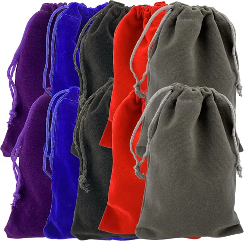 Vista 7 de Paquete de 25 bolsas de terciopelo de regalo con cordón para joyas, dulces y recuerdos de boda