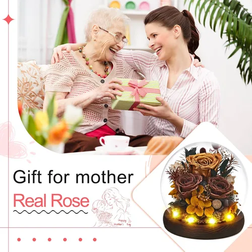 Vista 5 de Regalos para mujeres, esposa, mamá, abuela, flores preservadas en el día de la madre, aniversario, boda, Navidad, regalos de Acción de Gracias