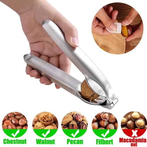 Vista 3 de Artcome Alicates de metal para abridor de nueces con clip de castaña, almendras de nuez, avellanas, alicates para abridor de nueces multifuncionales