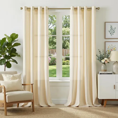 Vista 44 de jinchan Linen Blackout Curtains Back Tab 96 Inch 2 Panels Striped Blue Blue Stripe Lined