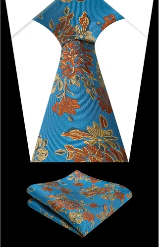 Vista 212 de Alizeal Mens 3.15inches Leaf Flower Pattern Tie with Floral Pocket Square Set