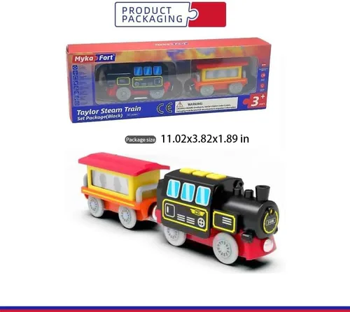 Vista 3 de Locomotora de vapor tren eléctrico a pilas para juguetes de pista de madera para niños pequeños y niños de 3 a 7 años, compatible con todas