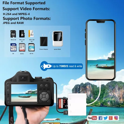 Vista 3 de Lector de tarjetas SD para iPhone Lightning a 4 en 1 Adaptador de cámara USB compatible hembra OTG Micro SD TF lector de tarjetas de memoria