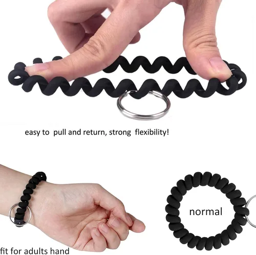 Vista 3 de BIHRTC Llavero de muñeca con resorte flexible espiral de muñeca de bobina de sauna llavero
