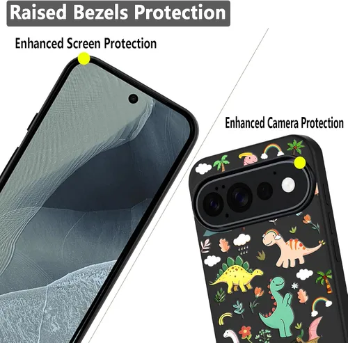 Vista 2 de Unov Funda para Pixel 11 Pro XL, color negro, Dinosaur Land