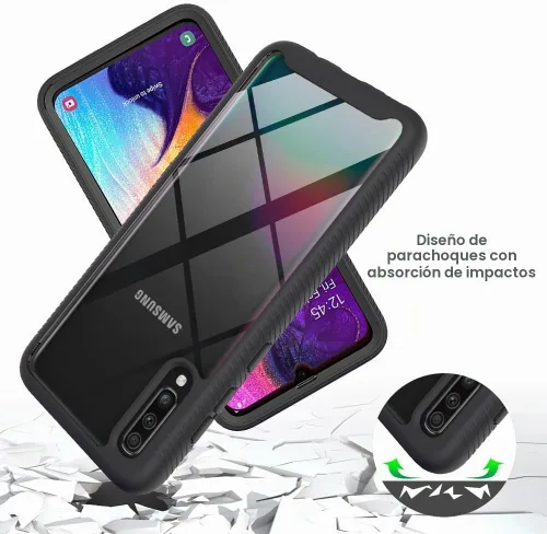 Vista 2 de Funda híbrida para Samsung Galaxy A50 A50s A30s Funda híbrida con protección contra caídas, funda transparente resistente, resistente