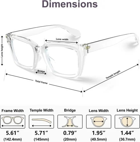 Vista 5 de VISOONE MONTANA - Lentes cuadrados gruesos con bloqueo de luz azul con antideslumbramiento para mujeres trabajadoras y hombres