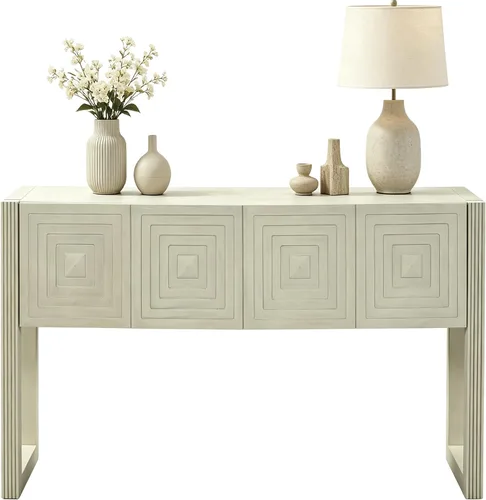 Vista 11 de LKTART Mesa Consola de Madera Maciza Estilo Granja, Mesa de Sofá con Cajones de Almacenamiento y Estantes, Mesa de Entrada para Recibidor, Pasillo