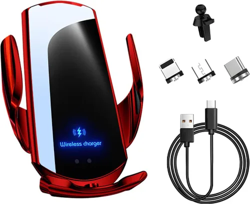 Vista 8 de Cargador inalámbrico para automóvil, montaje de ventilación de aire de carga rápida de 15 W, soporte de teléfono de sujeción automática, cargador