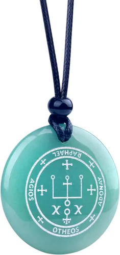 Vista 3 de Colgante Arcángel Rafael - Collar de protección - Medalla milagrosa para hombres y mujeres - Medallones de piedras preciosas genuinas - amuleto