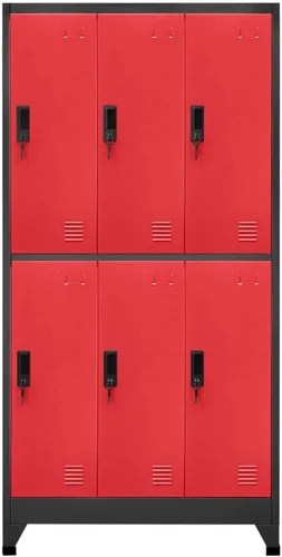 Vista 3 de Armario de metal color antracita y rojo 35.4 x 17.7 x 70.9 pulgadas, acero para empleados, gimnasio, hogar, escuela, oficina