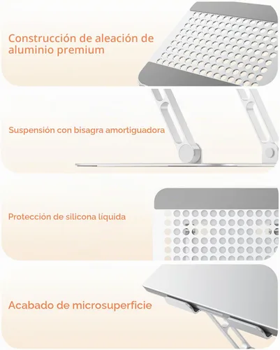 Vista 7 de PHIXERO Soporte ajustable para portátil, soporte ergonómico de aluminio Plateado