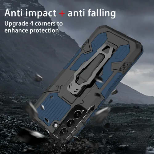 Vista 3 de Asuwish Funda protectora compatible con Samsung Galaxy S22 5G y protector de pantalla de vidrio templado, clip para cinturón, resistente a prueba