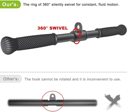 Vista 4 de SELEWARE Accesorios de máquinas de cable de barra recta giratoria para gimnasio, barra de tracción barra de presión con mango de goma
