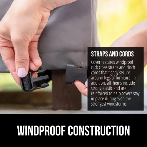 Vista 5 de GORILLA GRIP Funda impermeable para silla de patio al aire libre, tamaño mediano, 30 pulgadas, juegos de fundas ajustables para muebles