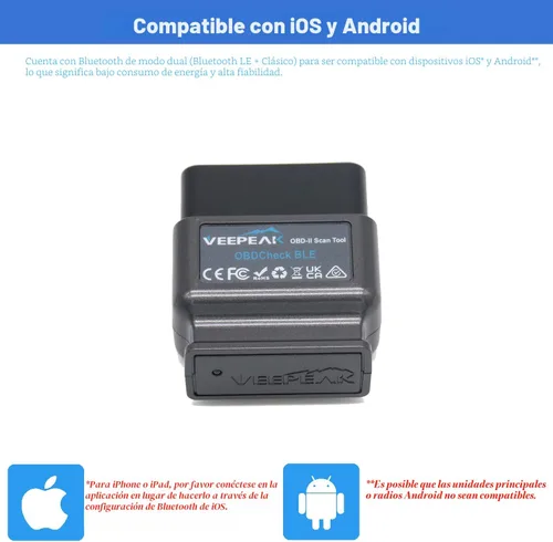 Vista 4 de Veepeak OBDCheck BLE Bluetooth OBD II escáner para iOS y Android, herramienta de diagnóstico del lector de código de luz del motor de control