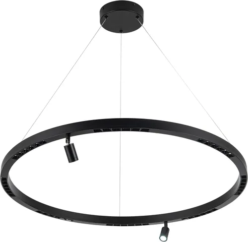 Vista 14 de Lámpara colgante LED moderna regulable de 23.6 pulgadas, color negro, 1 anillo circular, para sala de estar, comedor, cocina, oficina, vestíbulo