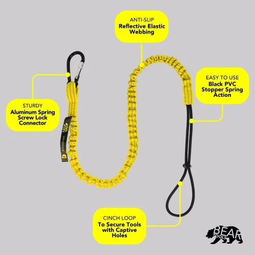 Vista 4 de BearTOOLS Cordón para herramientas con correa de hebilla, cuerda elástica de clip, conector de bloqueo de tornillo resistente, protección contra