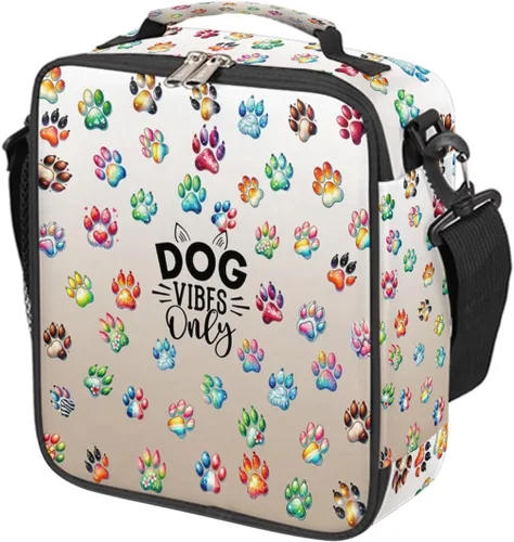 Vista 35 de Pardick Divertida bolsa de almuerzo aislada con calavera de fuego para adolescentes y niños, lonchera portátil reutilizable con correa