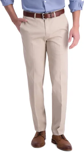 Vista 14 de Haggar - Pantalón para hombre, color caqui, sin necesidad de planchado, ajuste recto, parte delantera plana