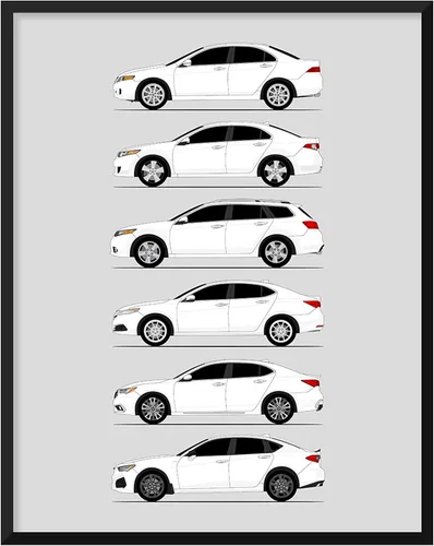 Vista 24 de Custom Car Posters Póster hecho a mano compatible con Acura (perfil lateral), decoración de lo mejor de las generaciones de Acura, historia 10C.