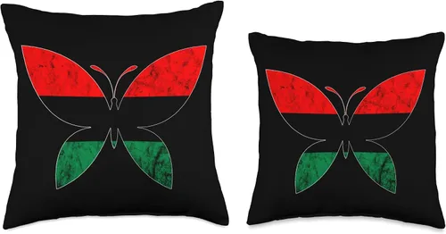 Vista 3 de Pan African UNIA Flag Black History Afro-American Butterfly Throw Pillow