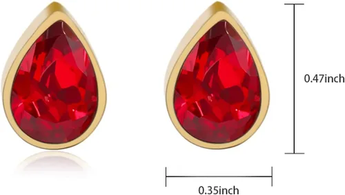 Vista 2 de Aretes de lágrima de oro de 18 quilates de 0.276 x 0.394in para mujer, solitario, circonita cúbica, joyería para el día de la madre, aniversario